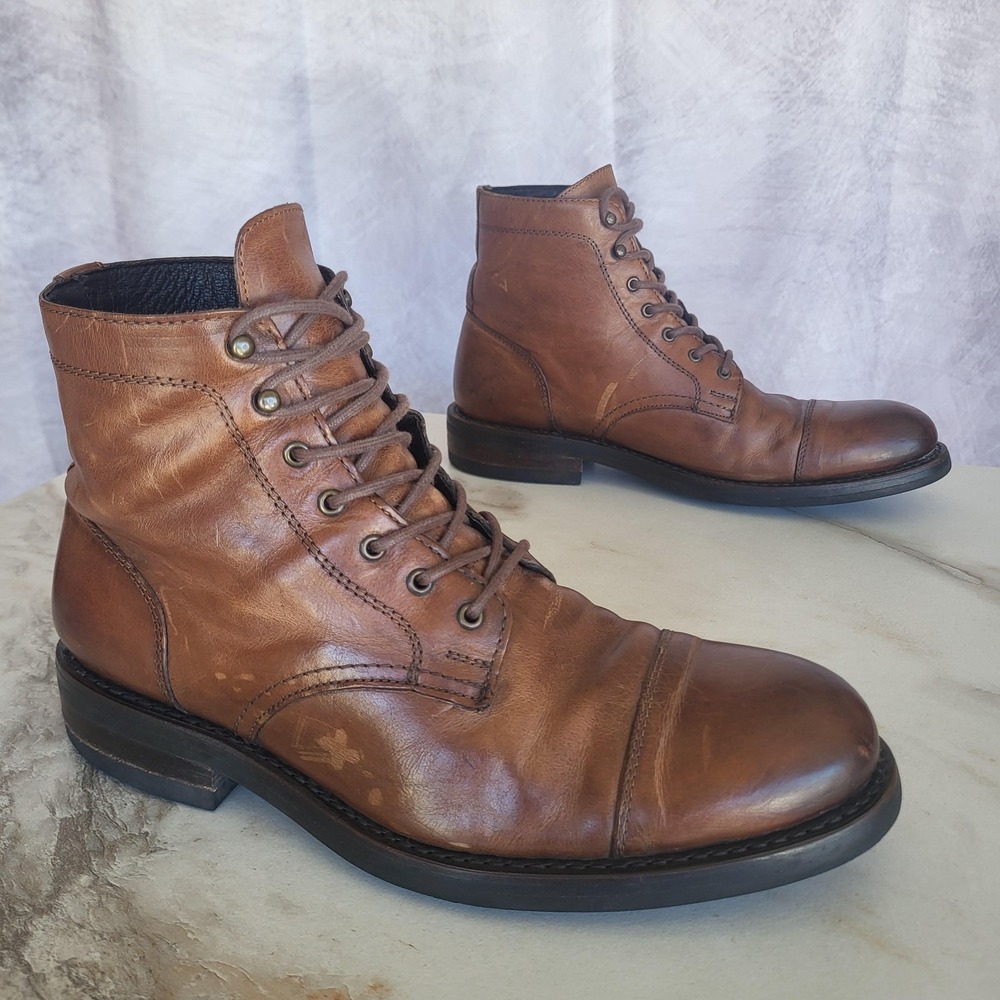 Wolverine Combat Boots Mens Size 7 D Brown Leather Cap Toe Lace Up Ankle W990091